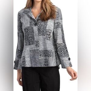 Habitat Abstract Patchwork Black and White Women's Linen Top Size XS